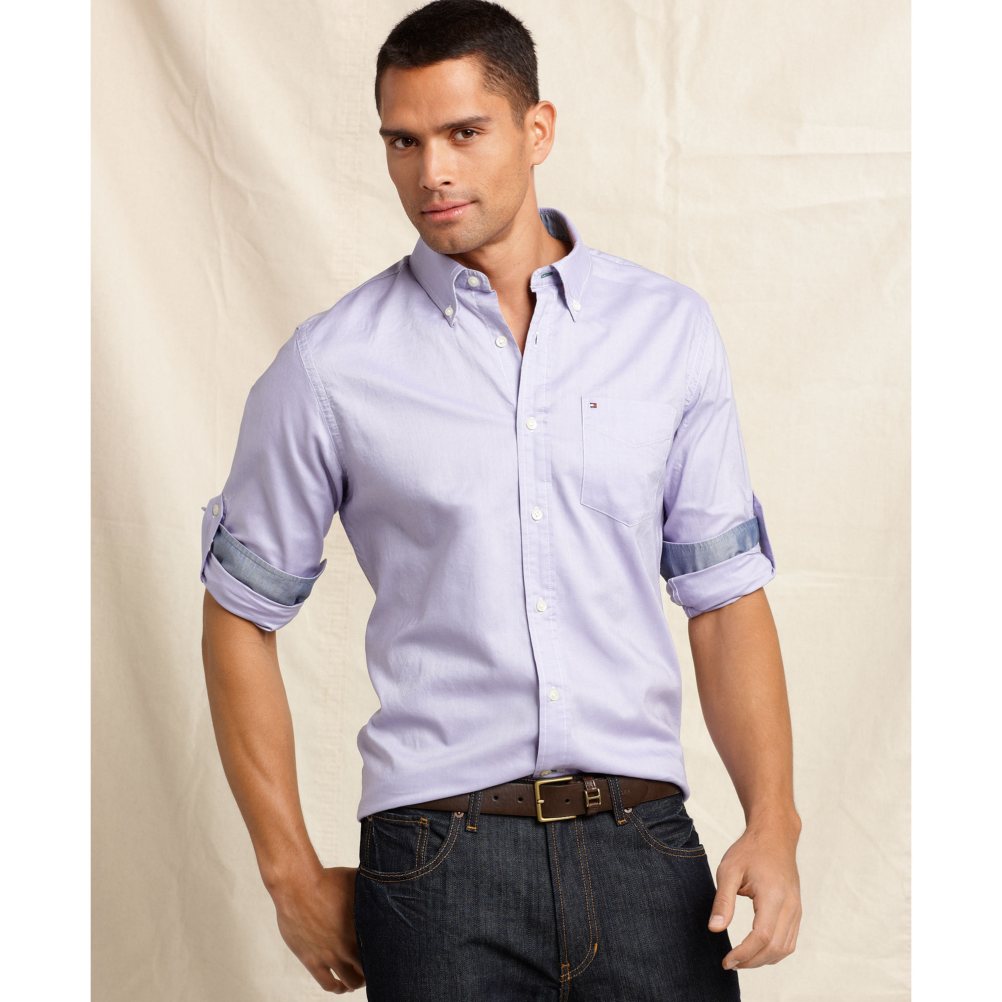 Tommy hilfiger Long Sleeve Slim Fit Cornell Shirt in Purple for Men ...