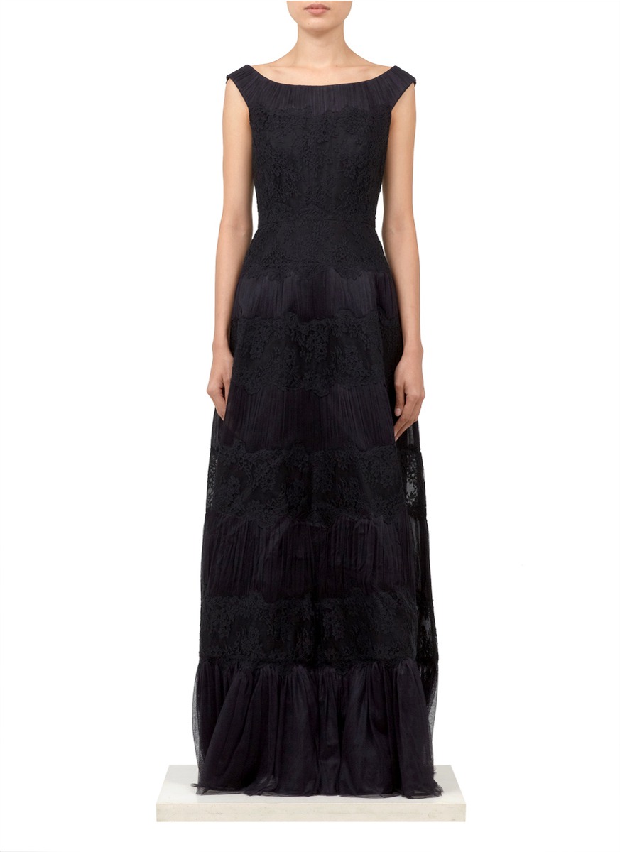 Lyst - Valentino Silk Lace Gown in Black