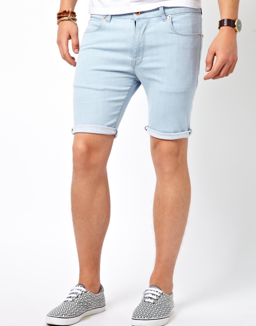 Mens skinny hot sale short jeans