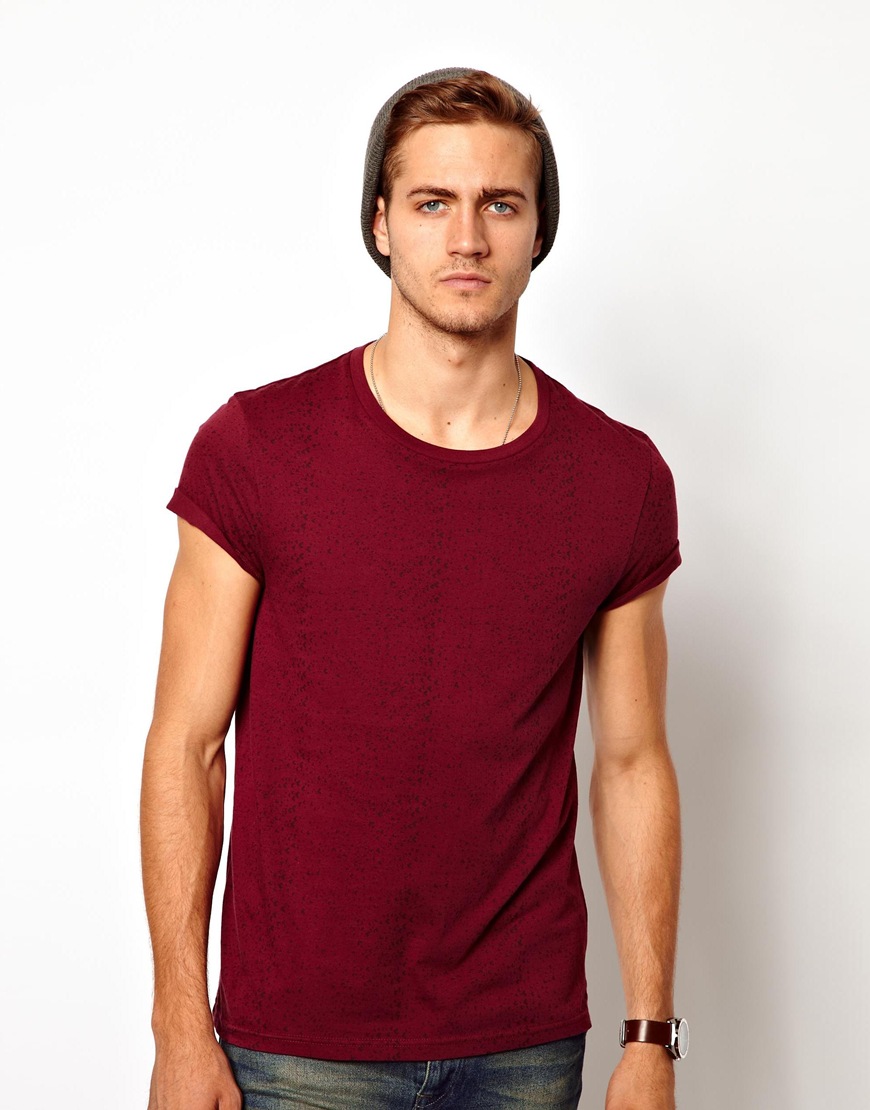 Lyst - Asos Tshirt with All Over Snakeskin Print and Roll Sleeve in Red ...