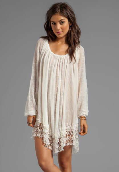 Free People Slip Away Pullover Dress in White in Beige (White) | Lyst