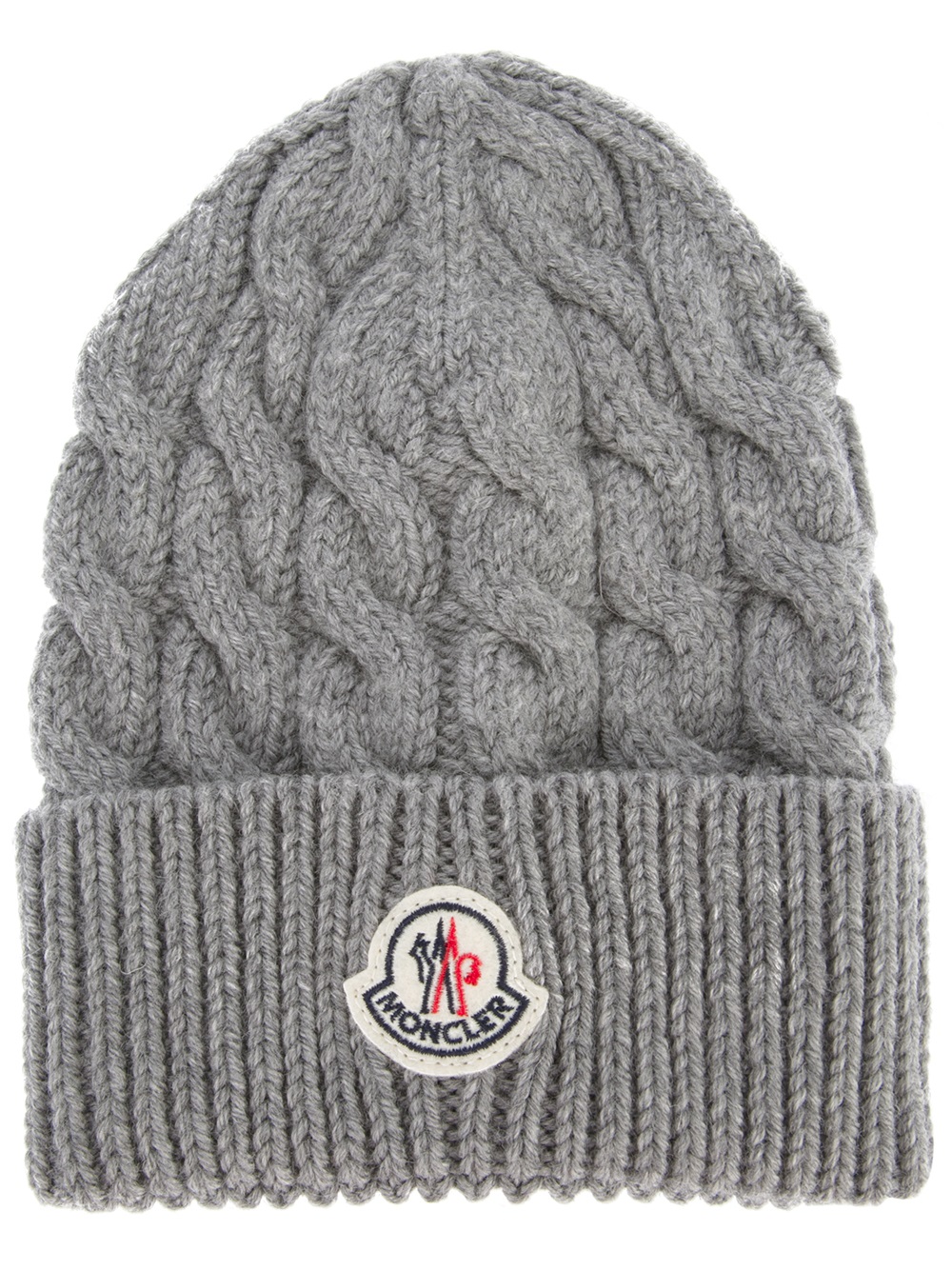 Moncler Cable Knit Beanie Hat in Gray for Men | Lyst