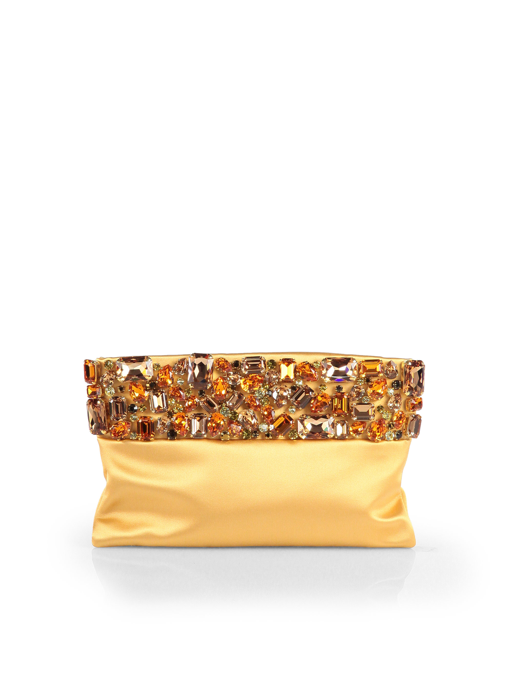 Prada Raso Jeweled Satin Clutch in Gold (GINESTRA-GOLD) | Lyst  