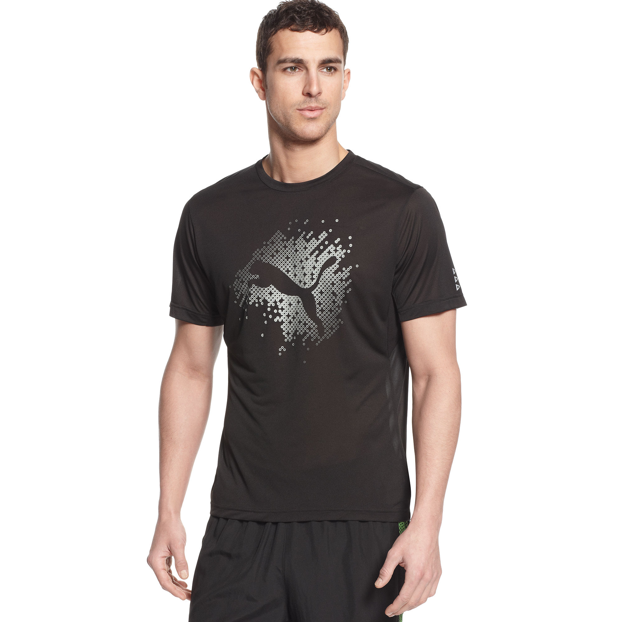 Puma Graphic Logo Short Sleeve Running Tshirt in Brown for Men (black ...