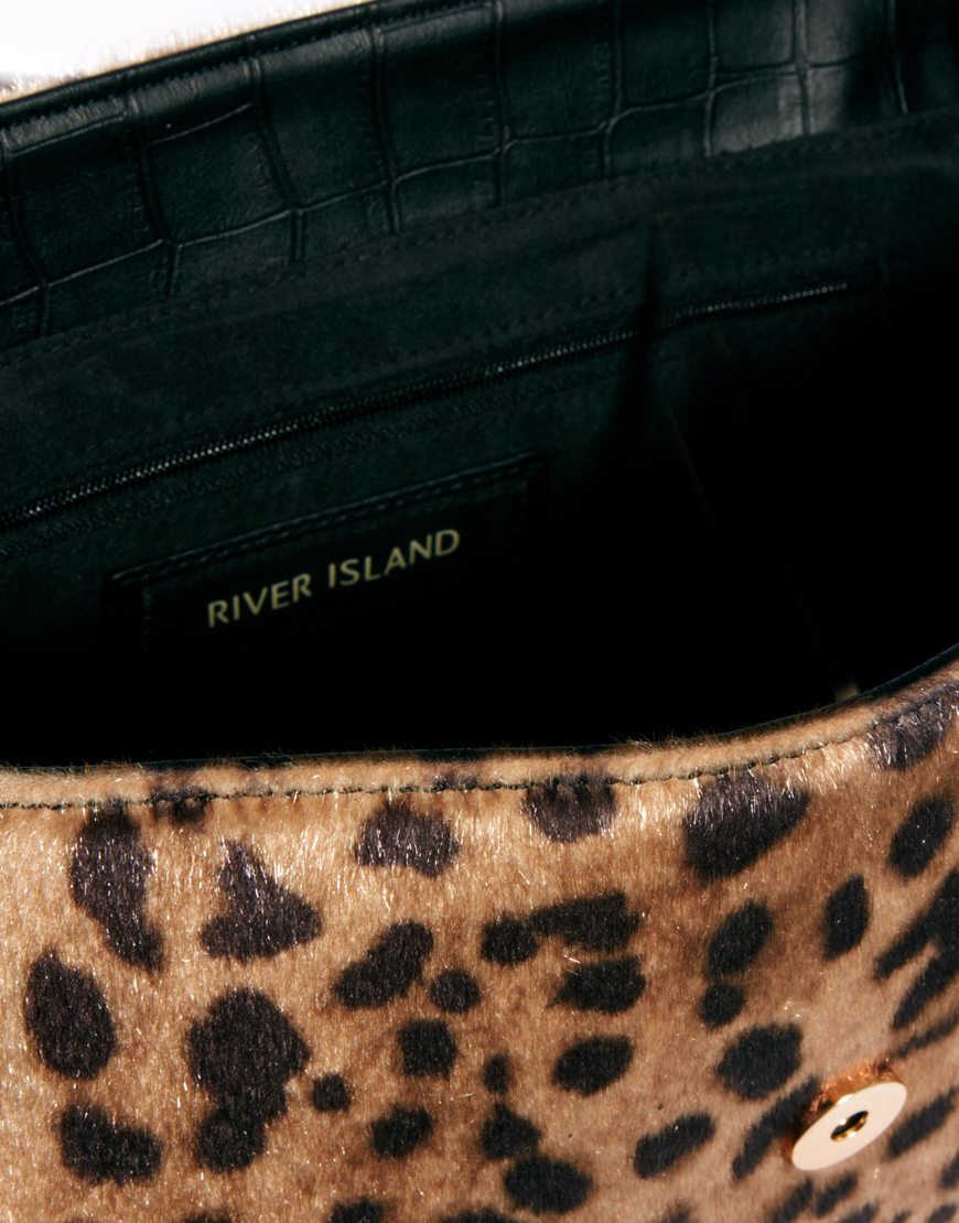 Lyst River Island Leopard Print Satchel Bag In Black Gallery