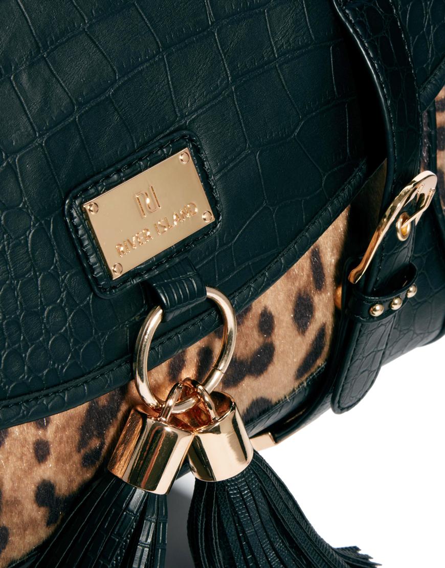 Lyst River Island Leopard Print Satchel Bag In Black Gallery