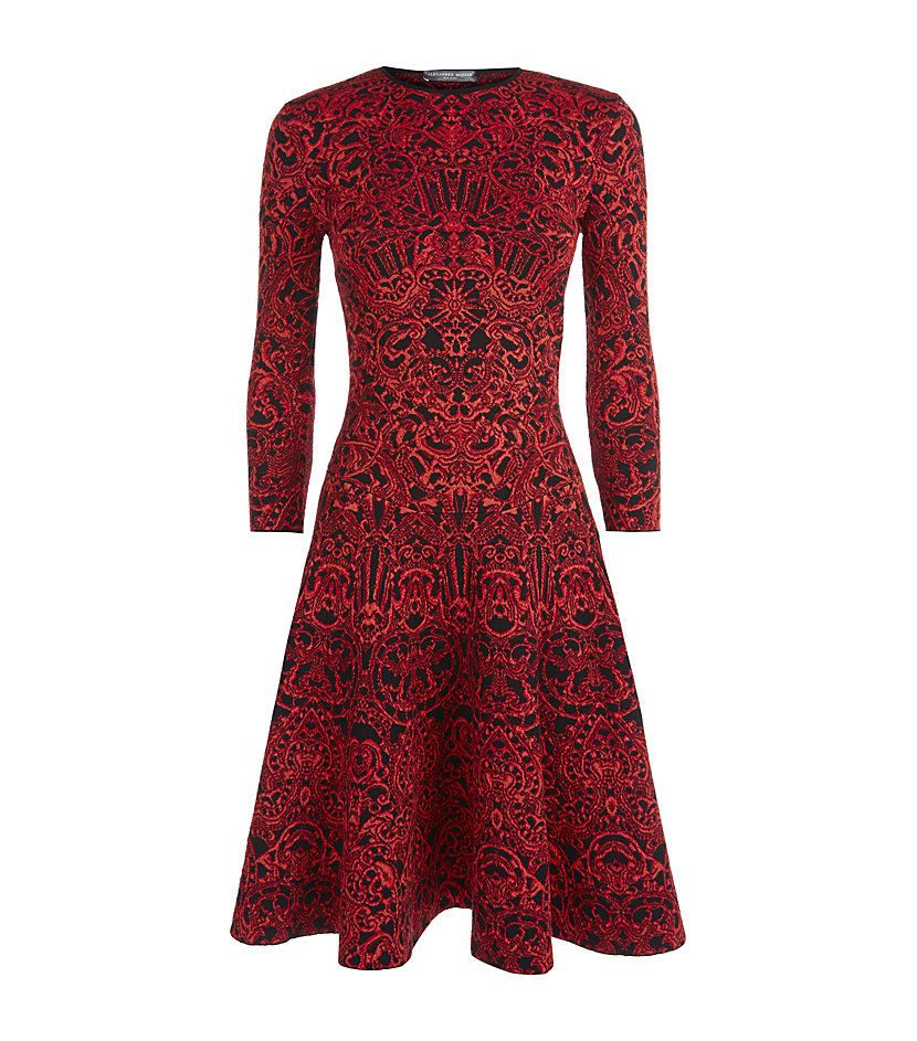Alexander mcqueen Glory Jacquard Circle Dress in Red | Lyst