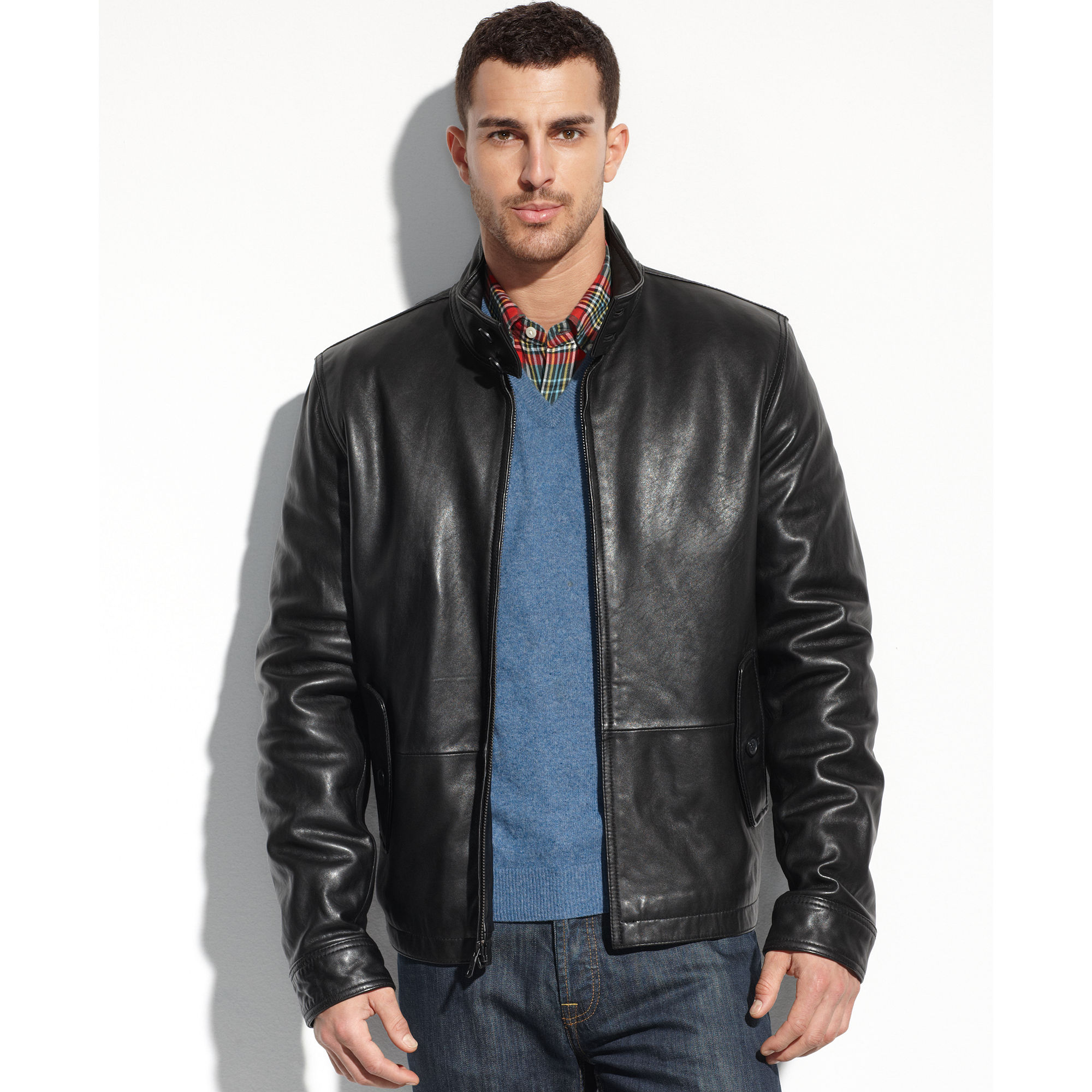 Tommy Hilfiger Leather Barracuda Jacket in Black for Men | Lyst