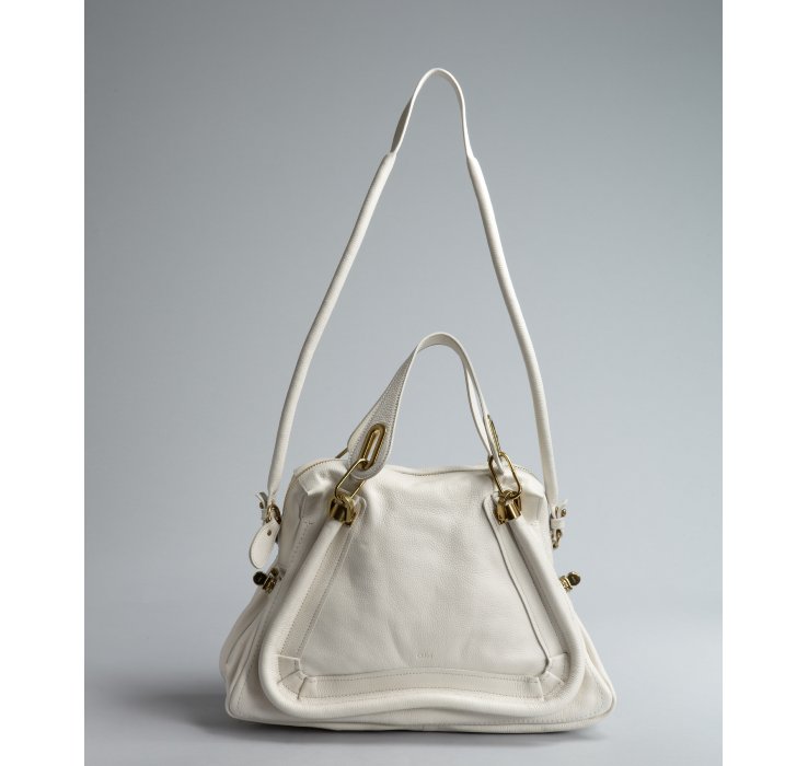 Chlo White Leather Paraty Medium Top Handle Bag in White | Lyst  