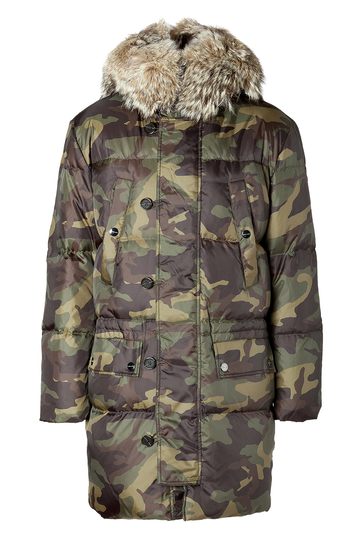 Michael Kors Camouflage Hooded Parka with Fur Collar in Green for Men ...