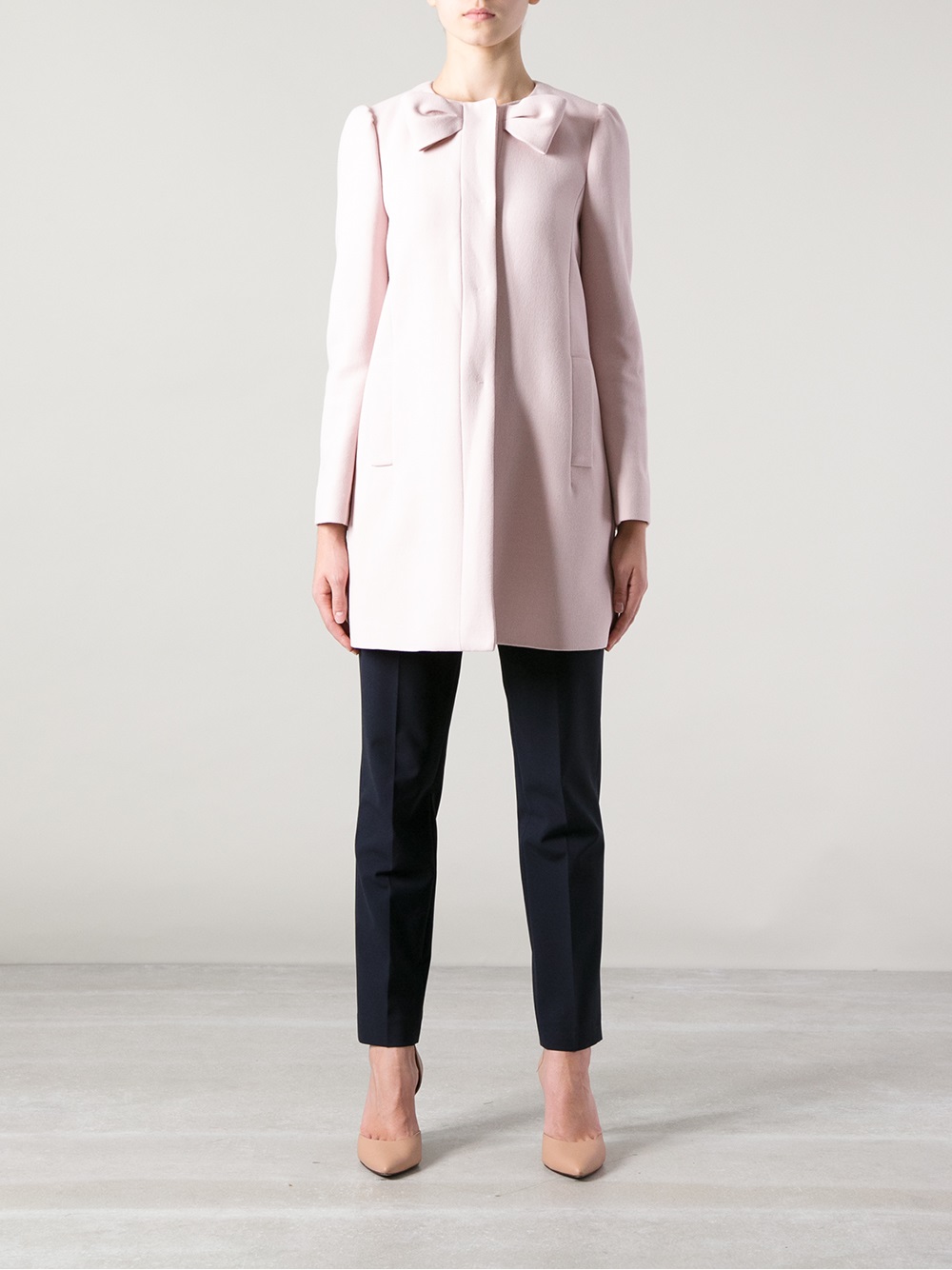 Lyst Red valentino Long Coat in Pink