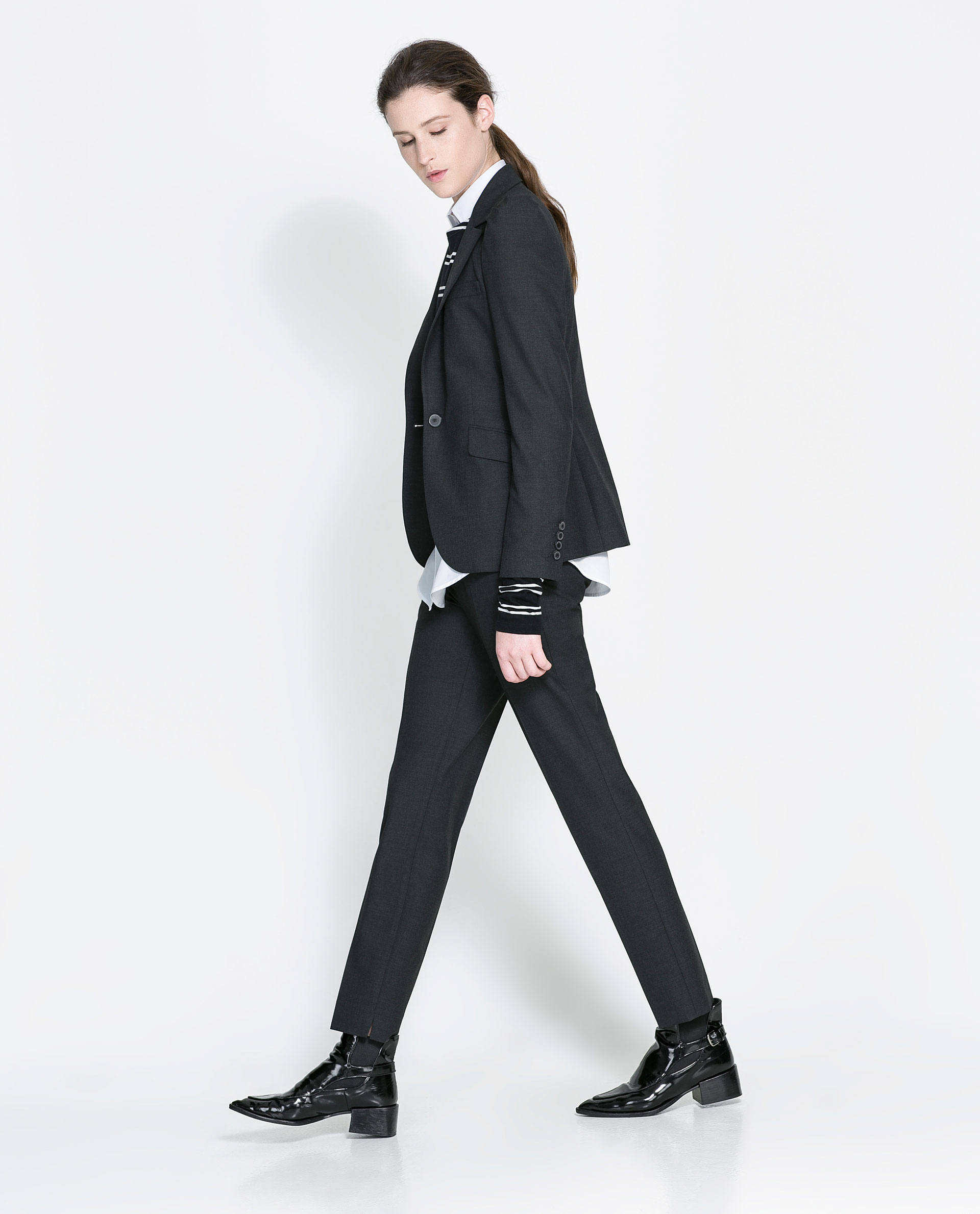 Zara Blazer with Gathered Shoulders in Gray Lyst