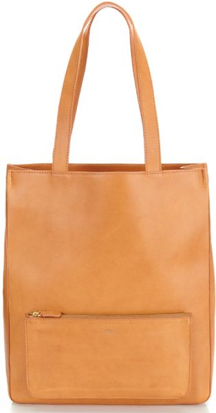 A.p.c. Natural Leather Tote Bag in Beige | Lyst