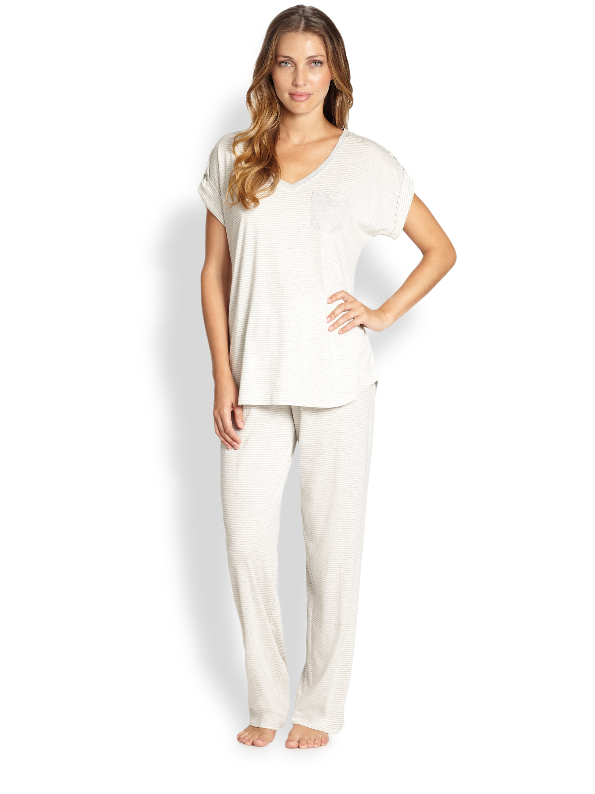 Lyst - Cottonista Stripe Pajama Set in Gray
