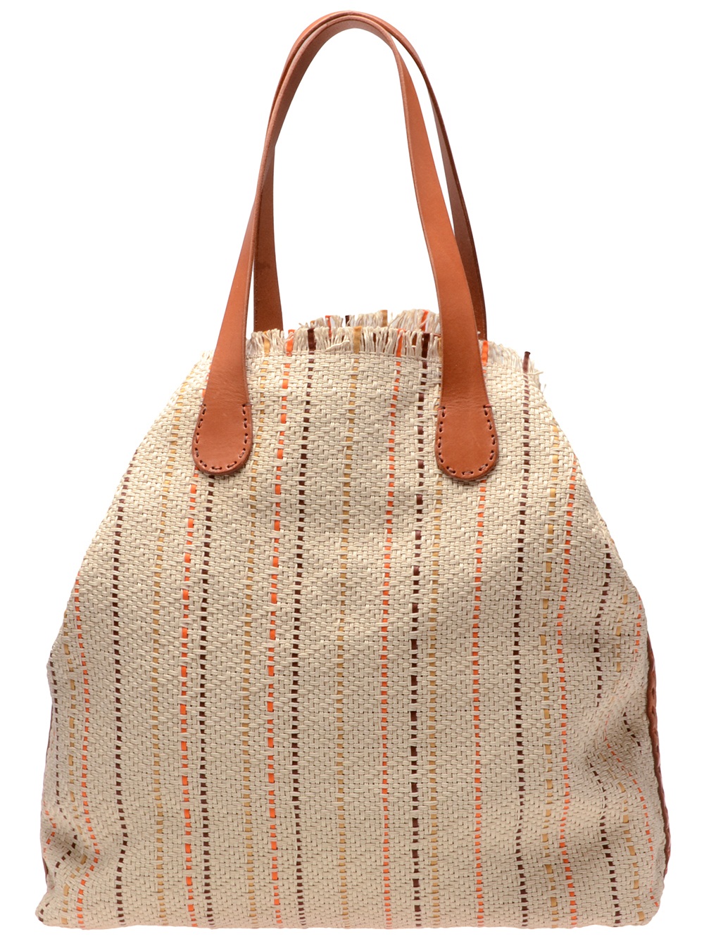 Henry cuir Handwoven Canvas and Leather Shopper Bag in Natural | Lyst