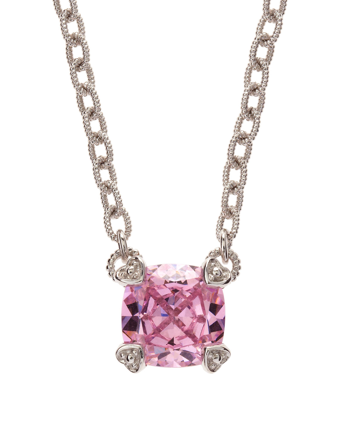 Judith Ripka Pink Crystal Heart-prong Pendant Necklace in Silver (null ...