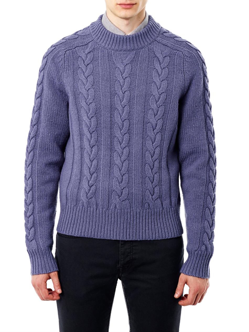 Lyst - Acne Studios Brent Cable-knit Sweater in Purple for Men
