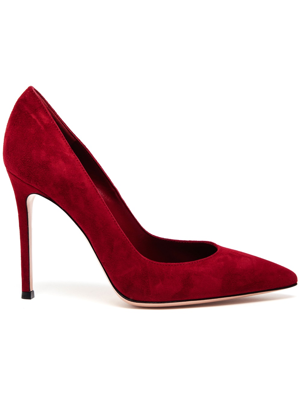 red suede pointed heels