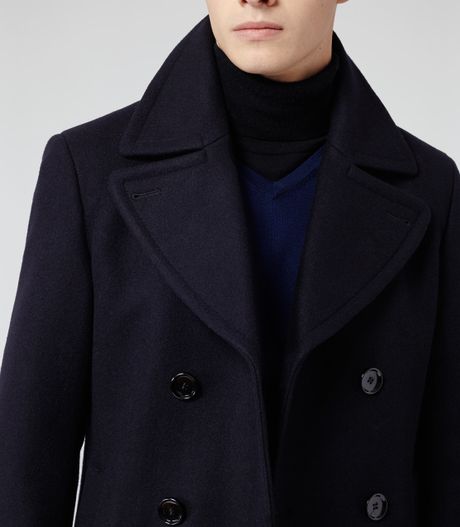 Reiss Emperor Wool Blend Pea Coat in Blue for Men (NAVY) | Lyst