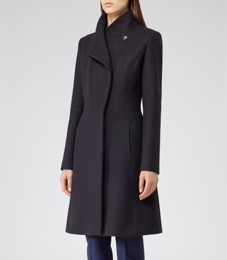 Reiss Virginia Fit and Flare Coat in Blue (NAVY) | Lyst