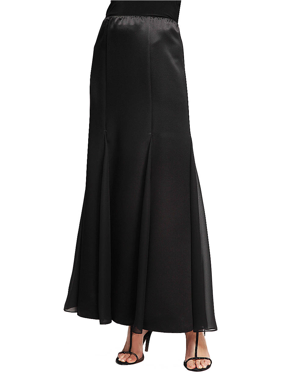 Alex Evenings Fit Flare Chiffon Trim Maxi Skirt in Black | Lyst