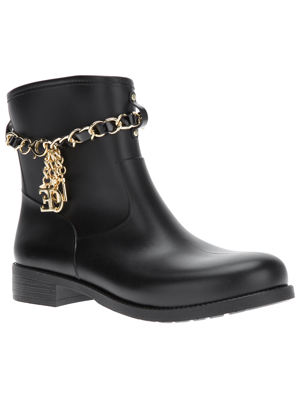 Love Moschino Chain Detail Ankle Boot in Black | Lyst