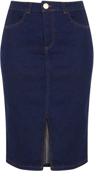 Topshop Moto Indigo Denim Pencil Skirt in Blue (INDIGO) | Lyst