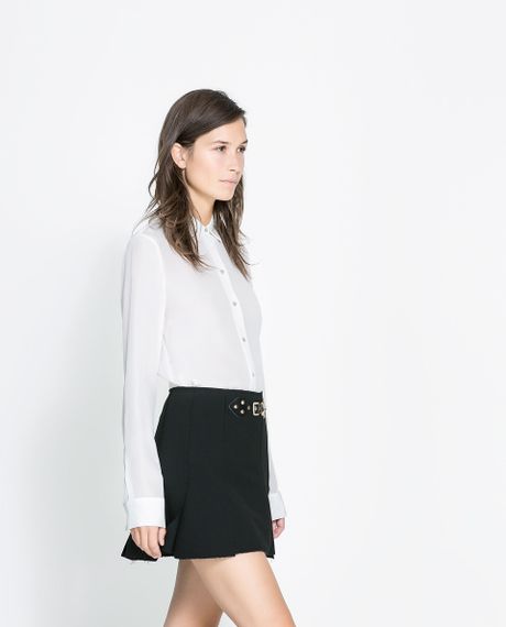 Zara Silk Blouse in White (Off-white) | Lyst