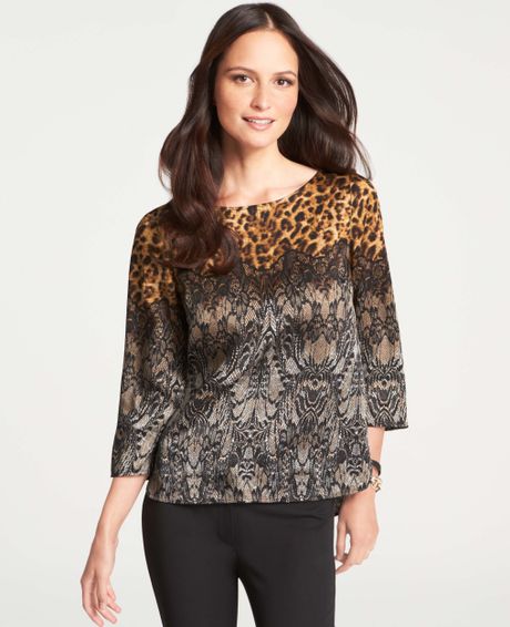 Ann Taylor Exotic Lace Print Tunic in Black | Lyst