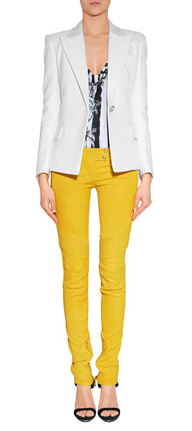 yellow leather pants womens