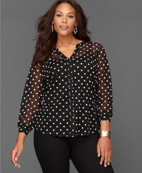 inc black and white blouse