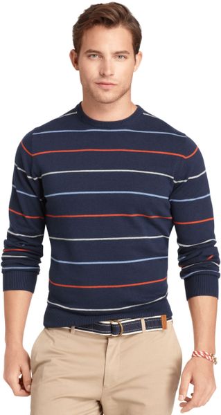 Izod Izod Sweater Crew Neck Thin Stripe Fine Gauge Lightweight Sweater ...