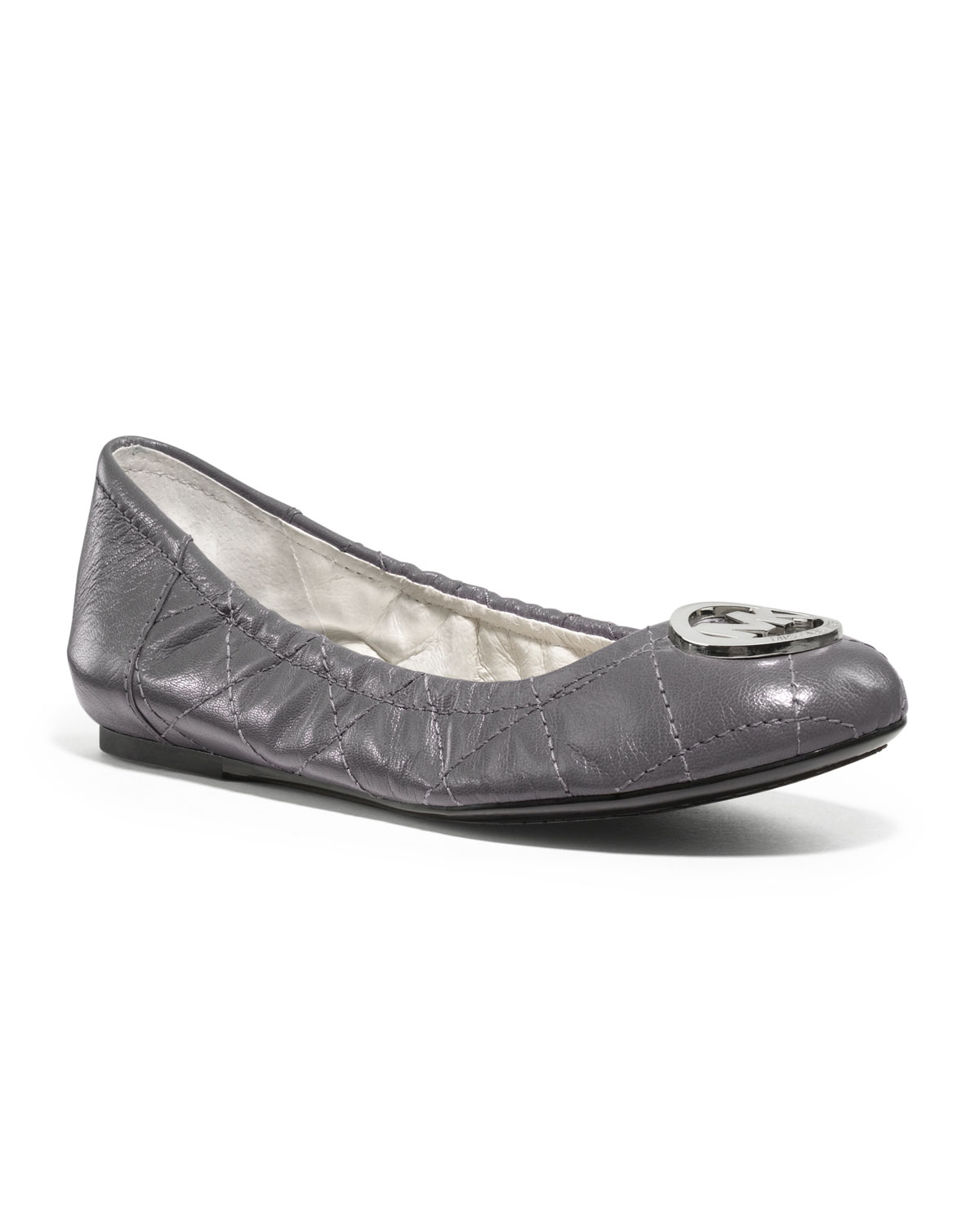 Michael Kors Michael Fulton Quilted Ballerina Flat in Gray (DARK SLATE ...