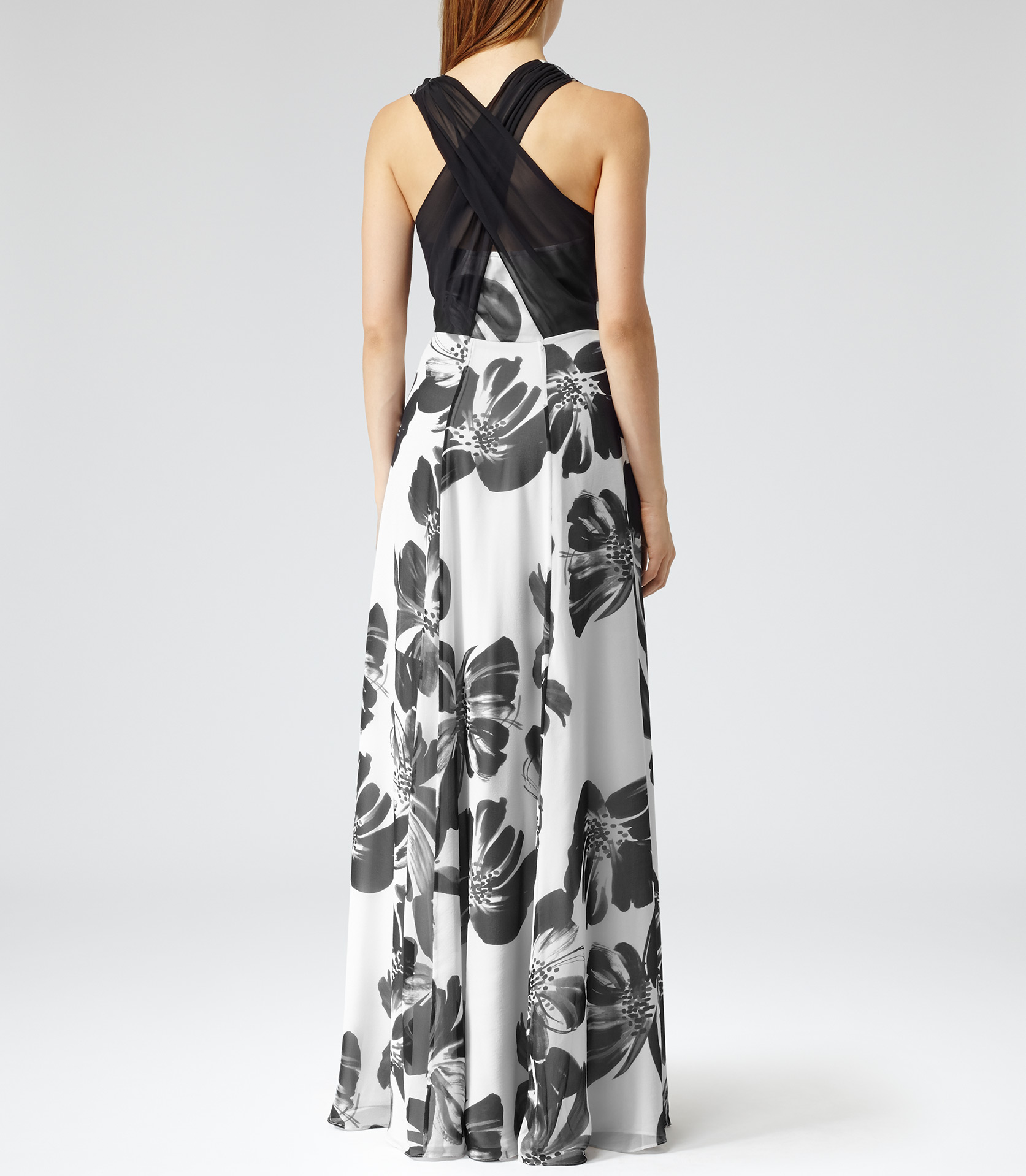 Lyst Reiss Alice Maxi Floral Print Silk Maxi Dress In White 6555