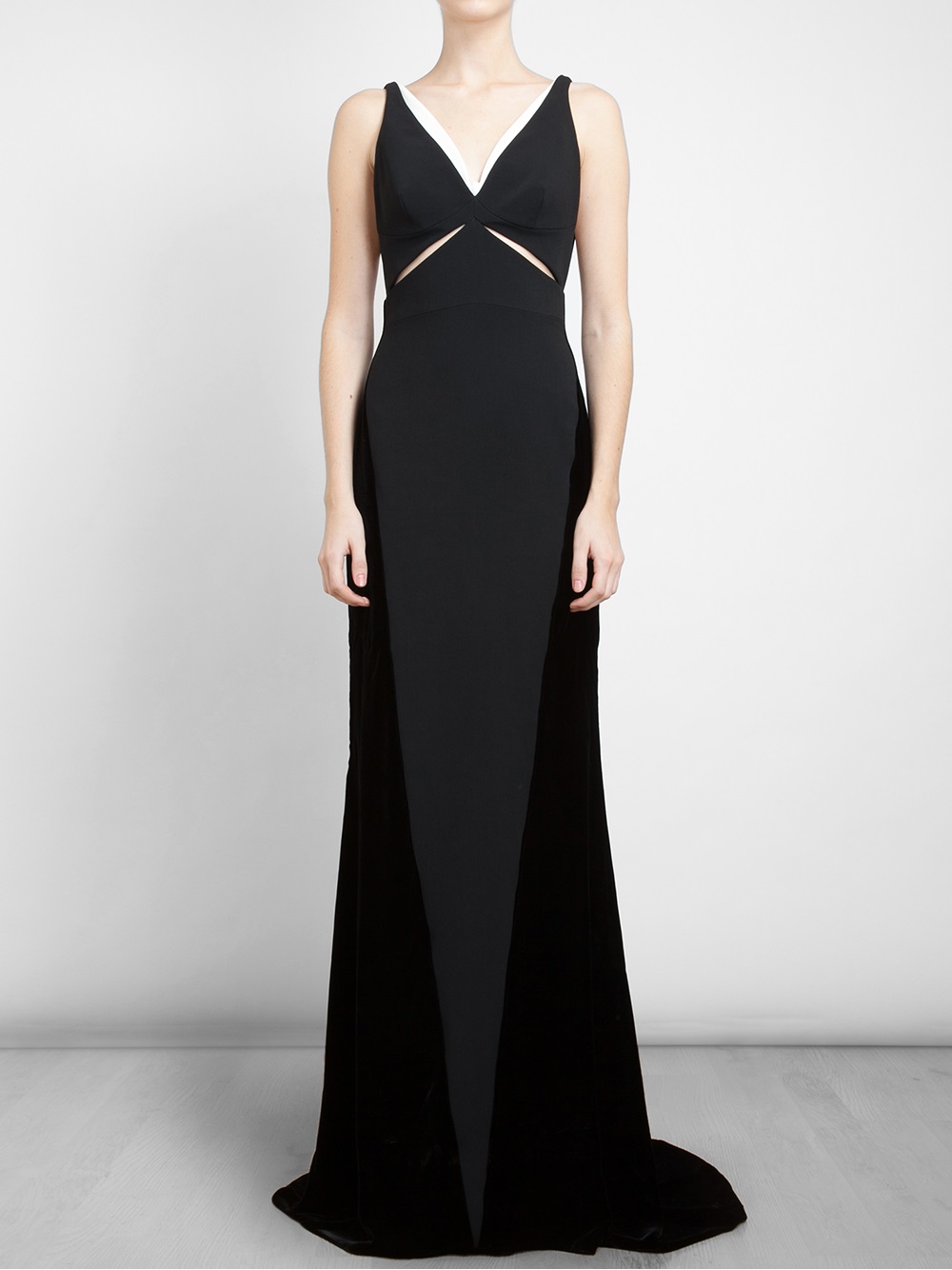 Lyst - Stella Mccartney Crepe and Velvet Gown in Black