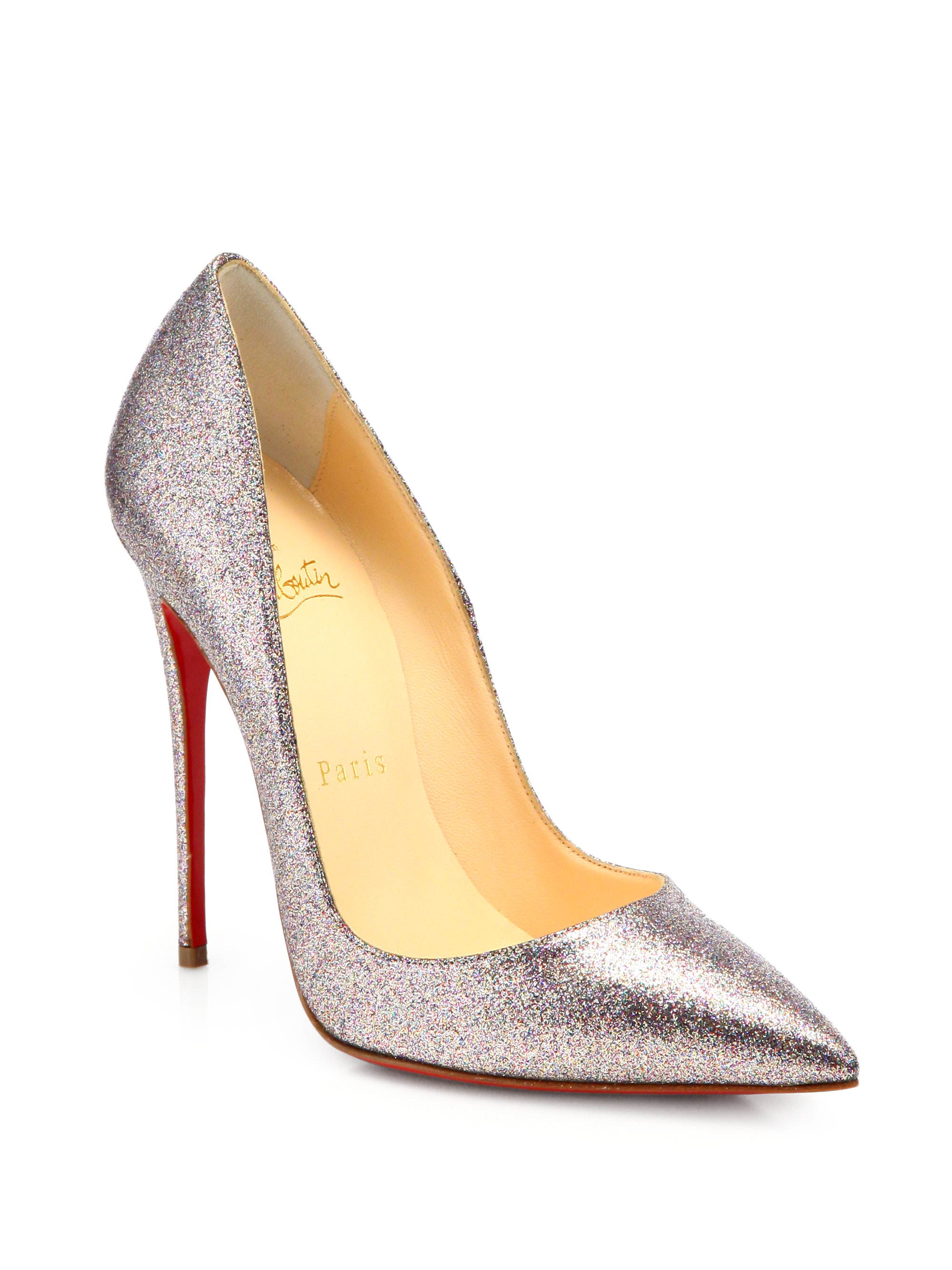 christian louboutin pigalle 120 pumps glitter gold - Bavilon Salon