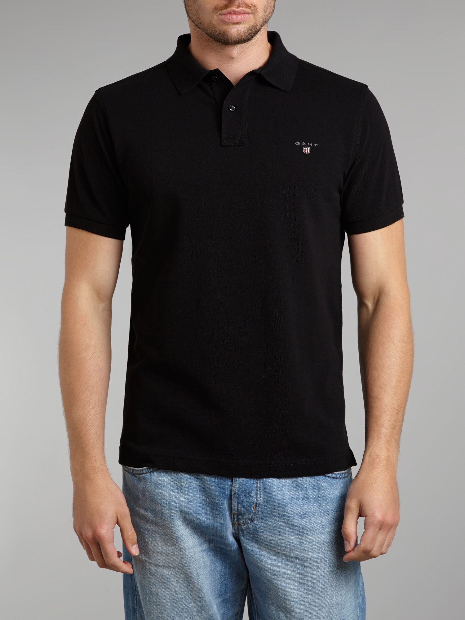 Gant Pique Polo Shirt in Black for Men | Lyst