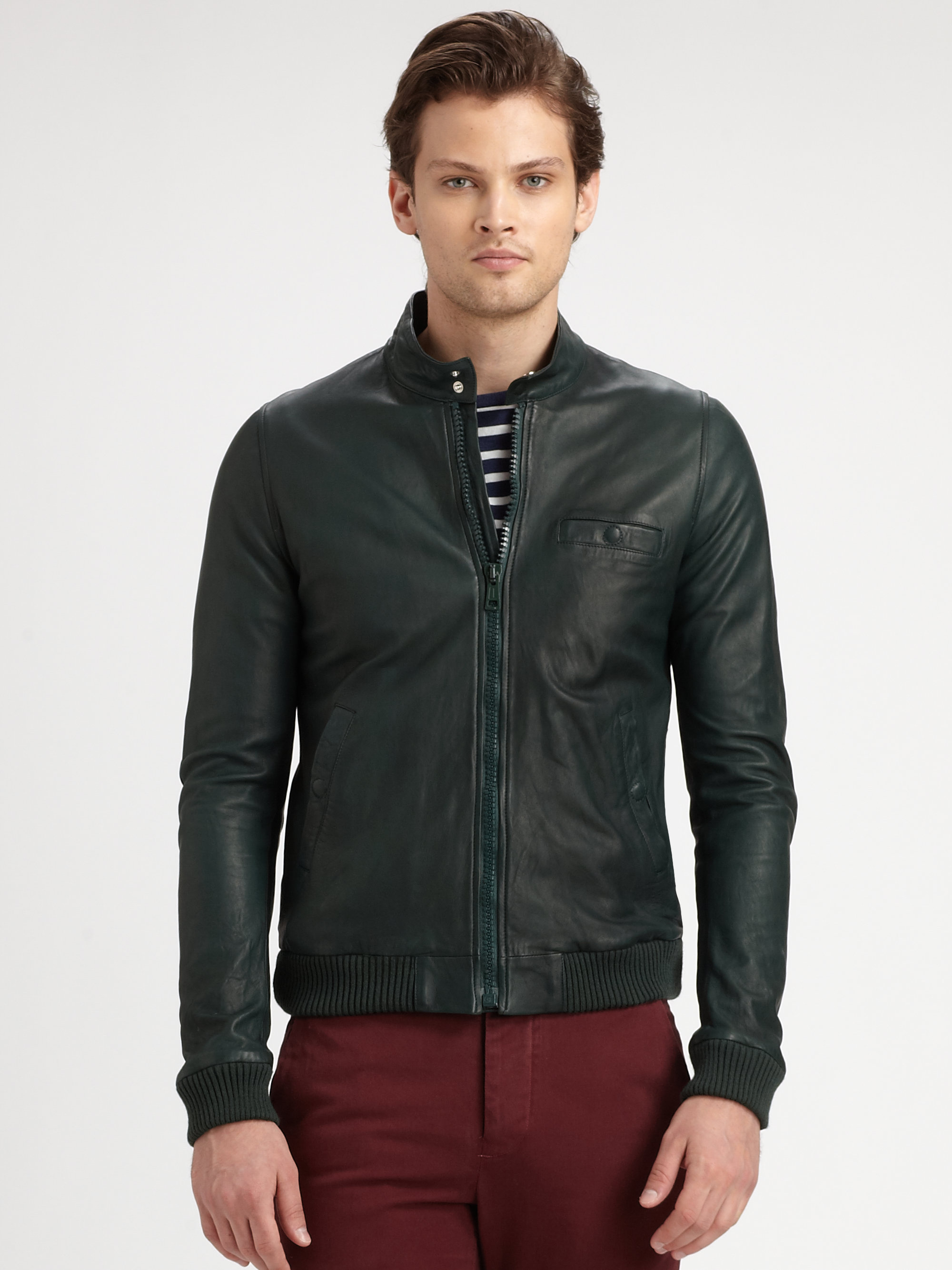 Download Lyst - Band Of Outsiders Leather Harrington Jacket in ...