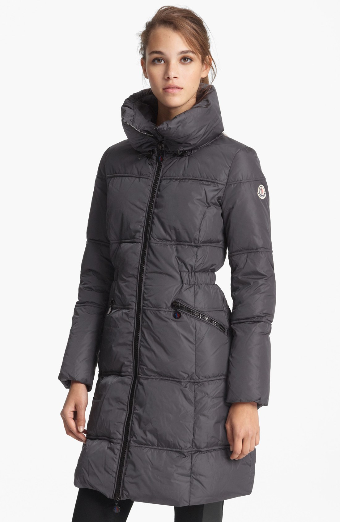 Moncler Maigre Down Coat in Gray (Charcoal) | Lyst
