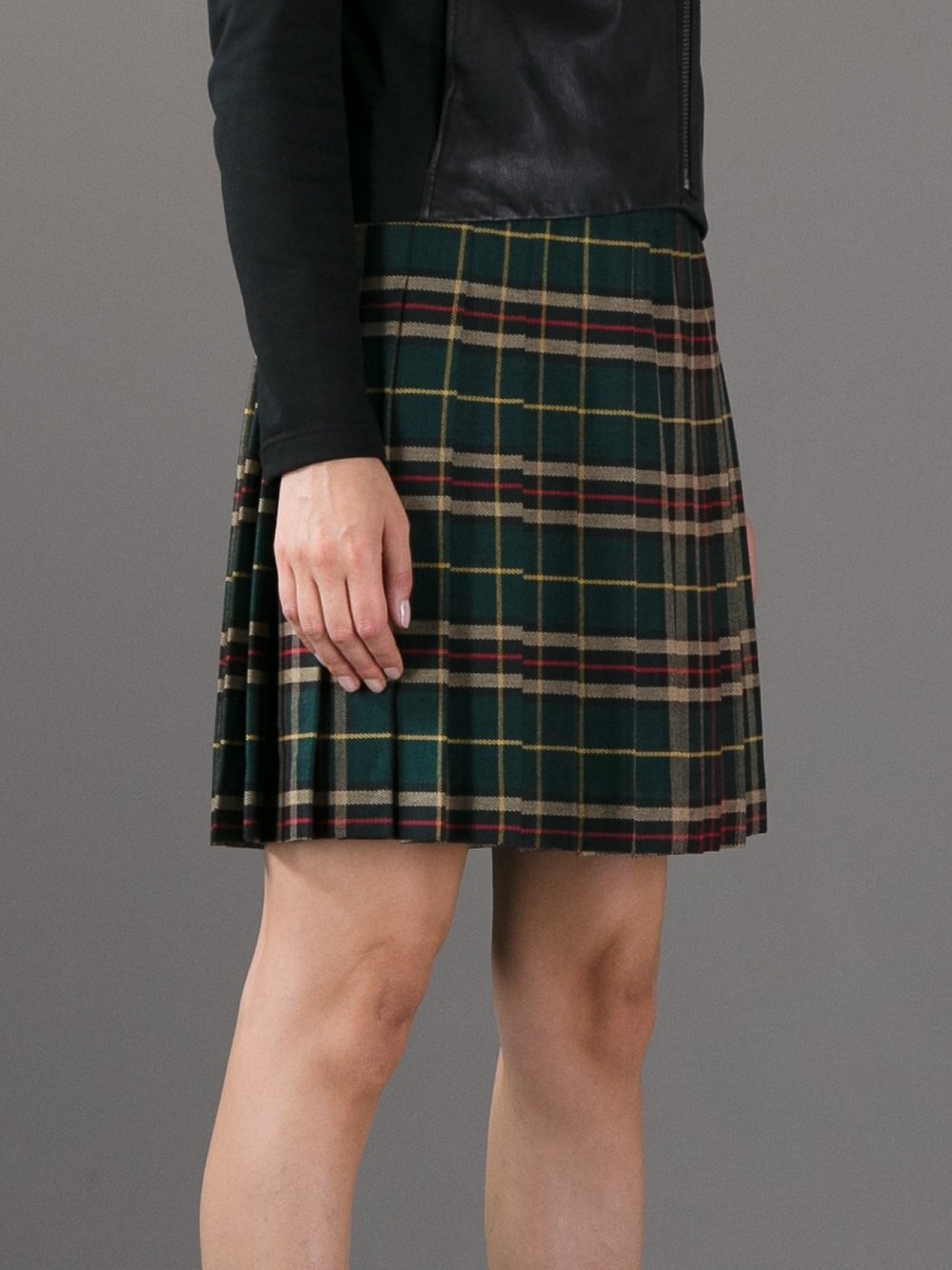 P.a.r.o.s.h. Pleated Tartan Skirt in Green | Lyst