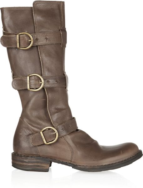 Fiorentini + Baker Eternity Buckled Leather Midcalf Boots in Brown | Lyst