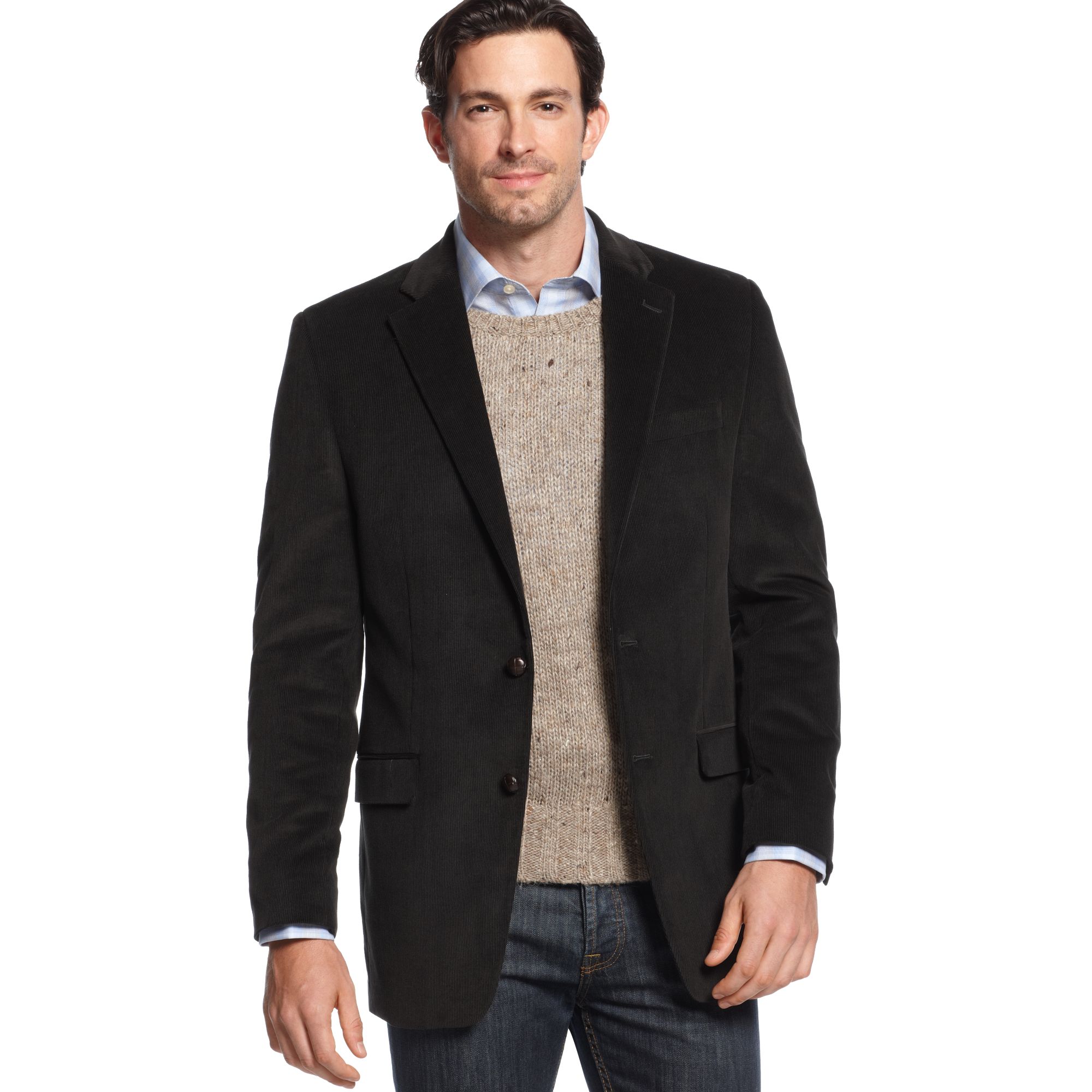 Lauren by ralph lauren Corduroy Sportcoat with Elbow Patches in Black ...