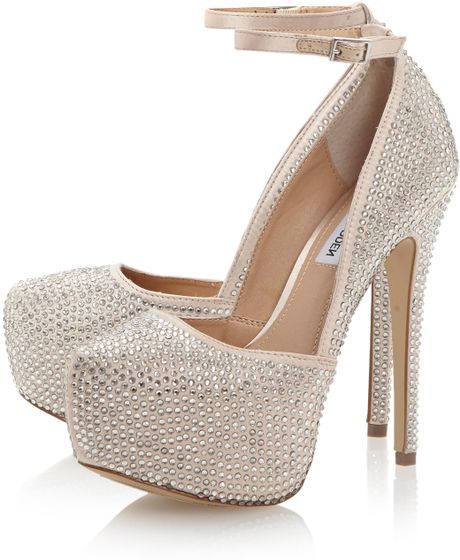 Steve Madden Deenyr Sm Jewelled Ankle Strap Court Shoes in Silver ...