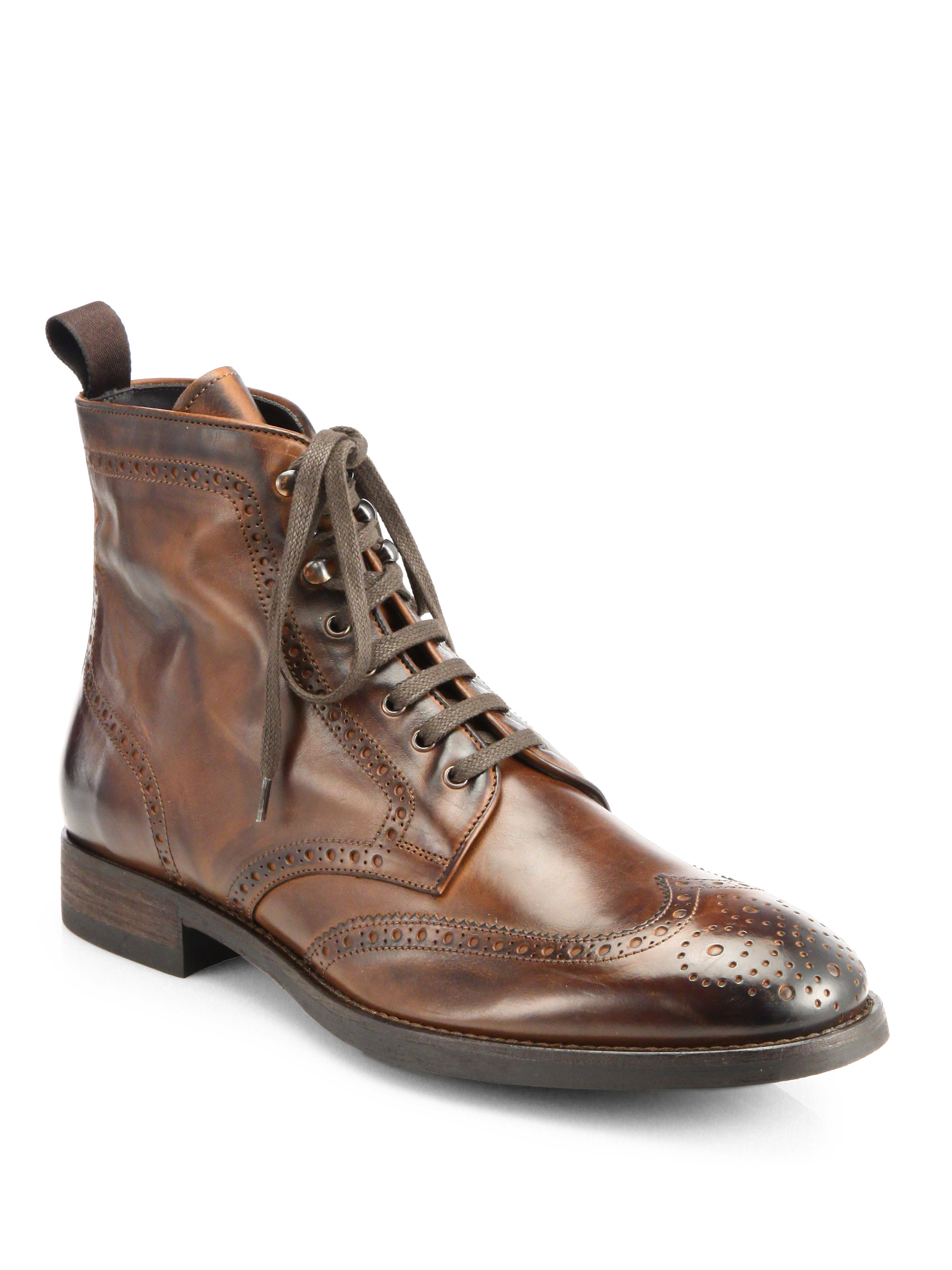 To boot Brennan Wingtip Leather Boots in Brown for Men (COGNAC) | Lyst