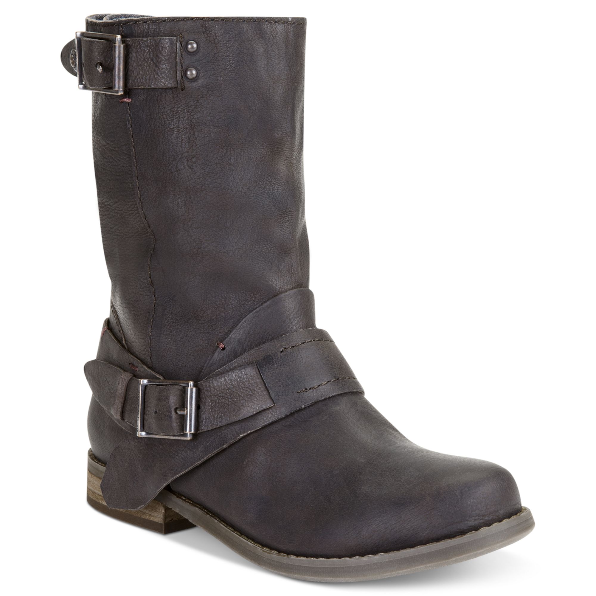 Calvin Klein Cadence Moto Booties in Gray (Brown Leather) | Lyst