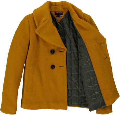 Tommy Hilfiger Louise Wool Pea Coat in Yellow (golden yellow) | Lyst