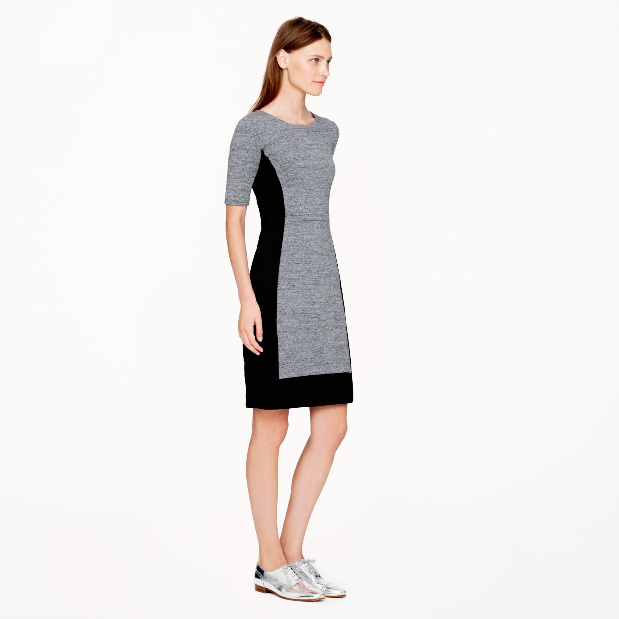 Lyst J Crew Paneled Stretch Dress In Colorblock Gray Gallery