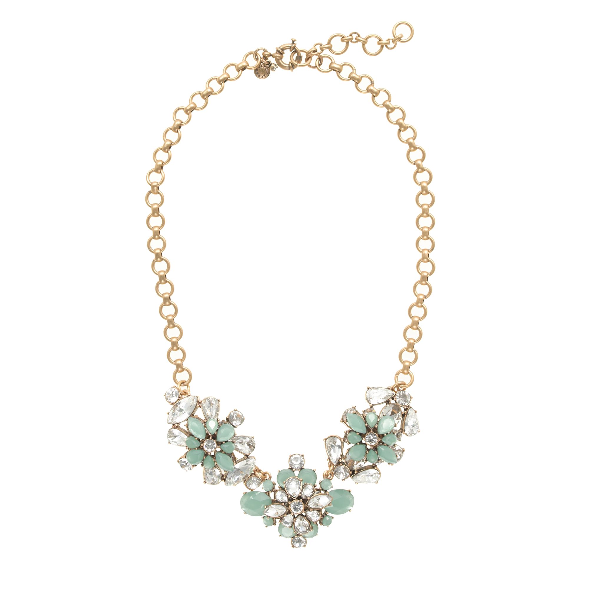 J.crew Crystal Wildflowers Necklace in Green | Lyst