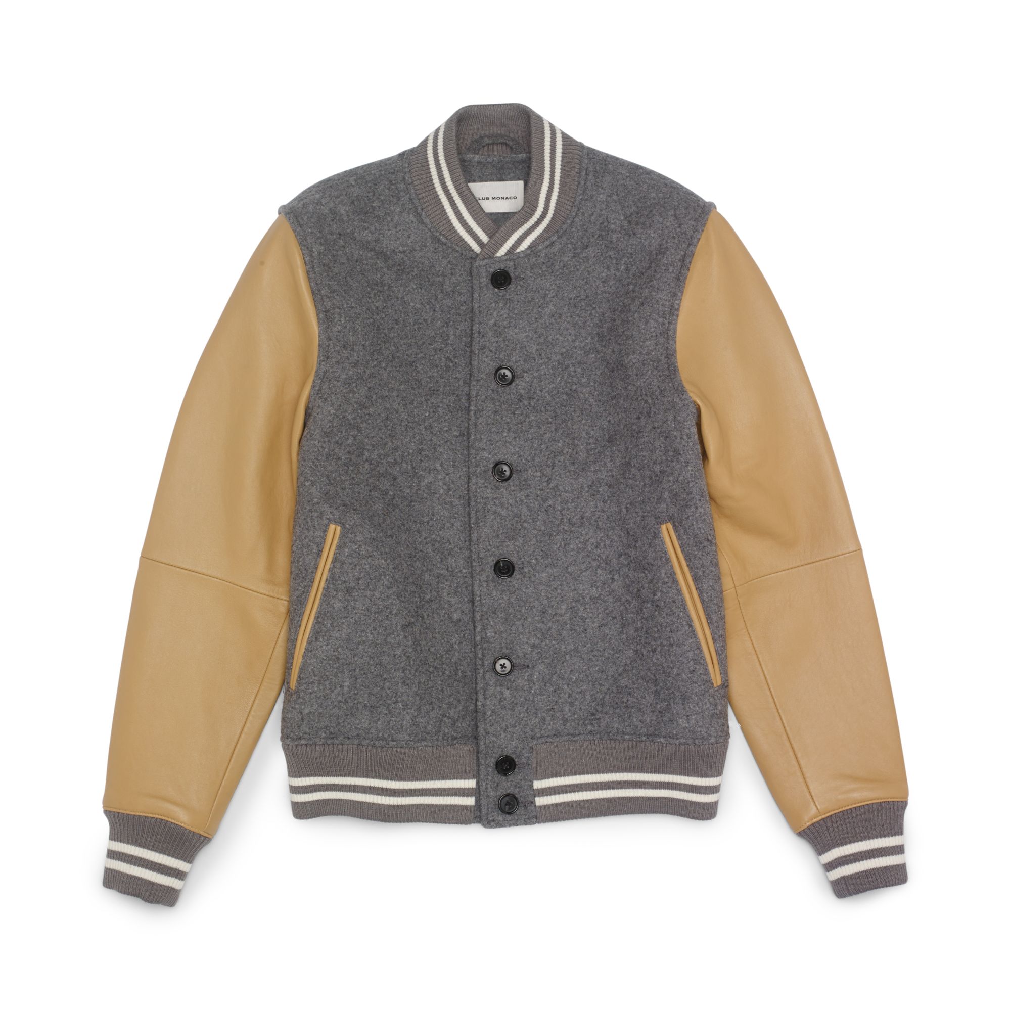 Club monaco Varsity Jacket in Gray for Men | Lyst