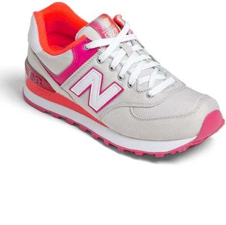 New Balance 574 Sneaker in Pink (Grey/ Pink) | Lyst